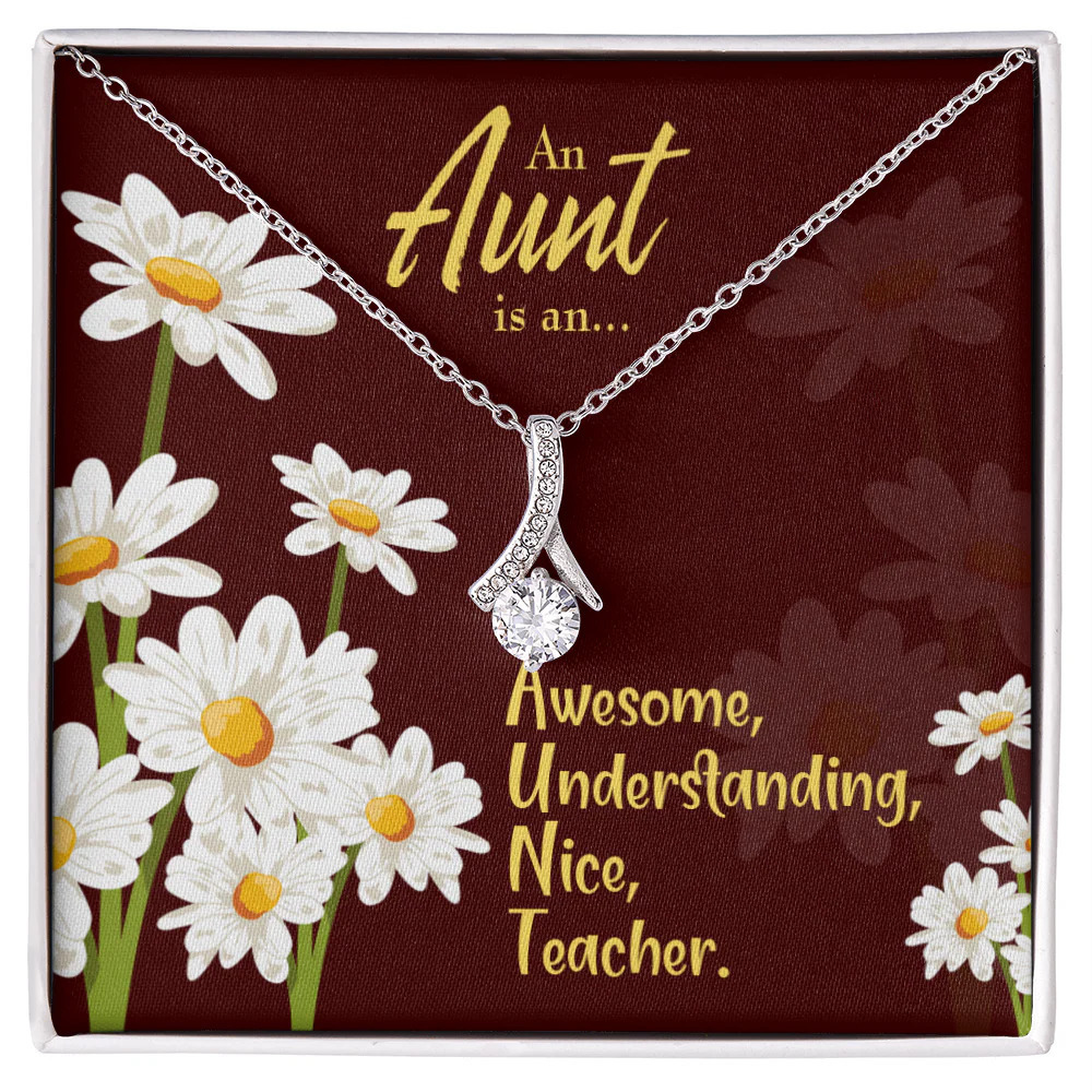 To My Aunt Aunt Ribbon Necklace Silver Tone Standard Box
